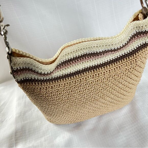 The SAK Hobo Neutral Tan Crochet Braided Strap Boho Women's Bag Purse - Picture 2 of 15